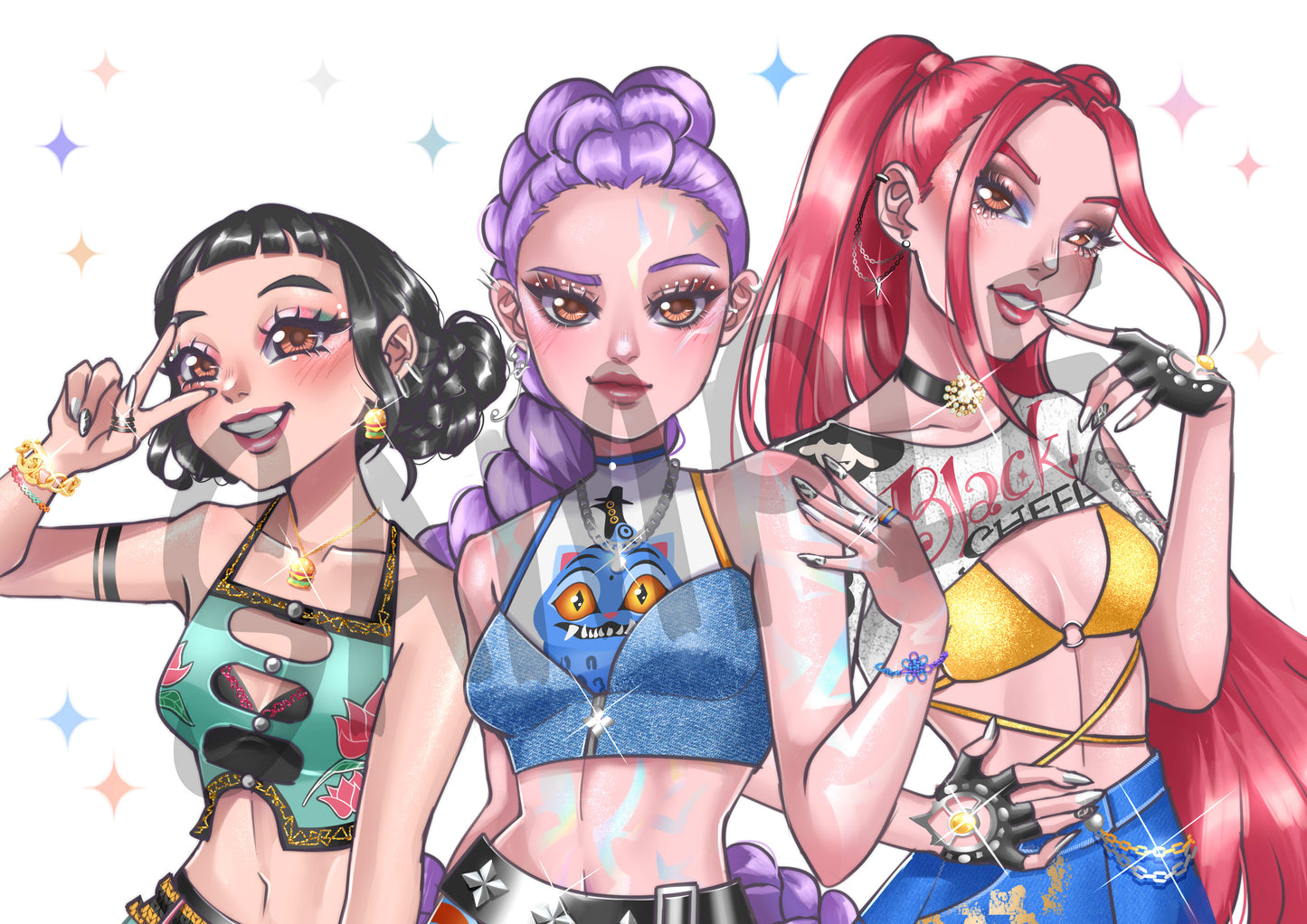 Kpop Demon Hunters - Huntrix - Holographic Stickers and Prints