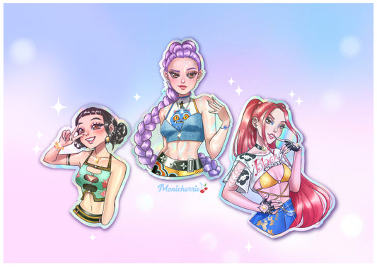 Kpop Demon Hunters - Huntrix - Holographic Stickers and Prints