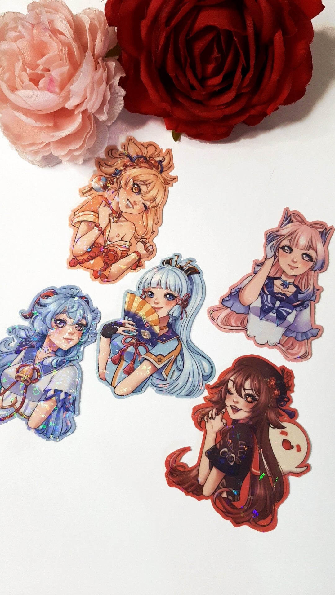 Genshin Impact Holographic Sticker Set | School uniform ver.