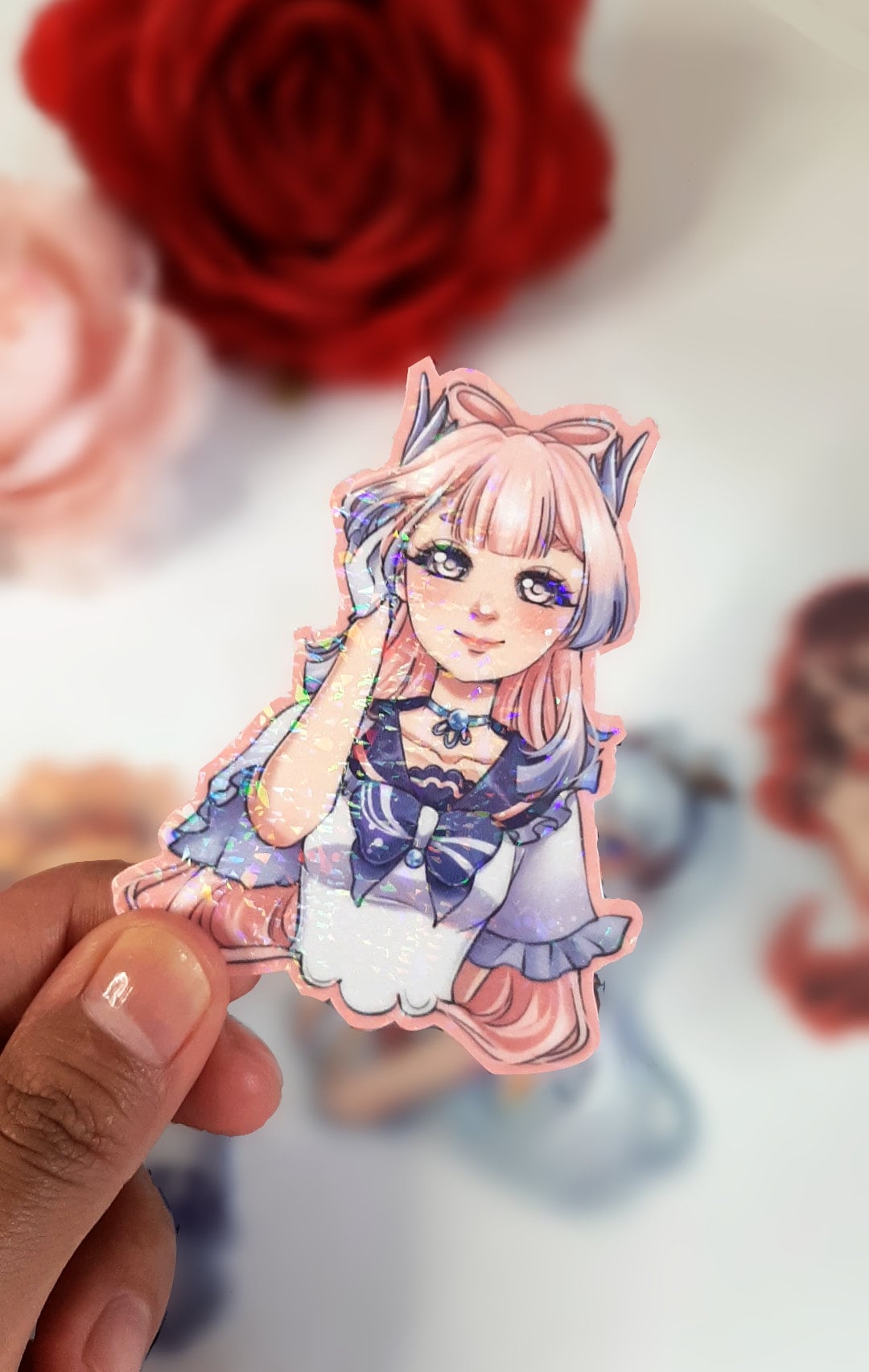 Genshin Impact Holographic Sticker Set | School uniform ver.