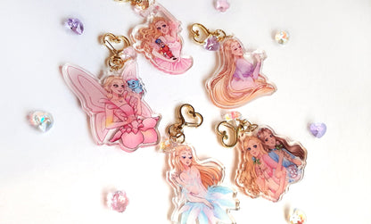 Barbie Doll Princess and Fairy Movie Keychains