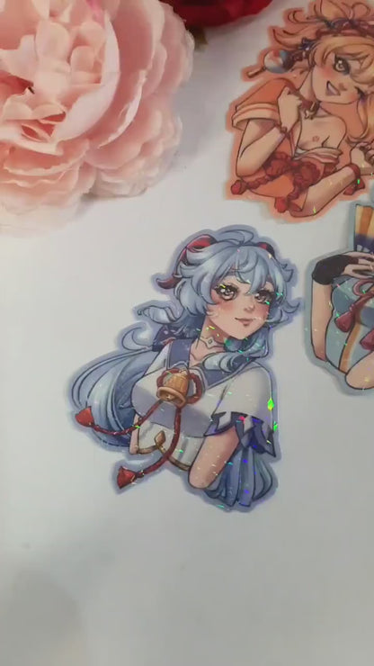 Genshin Impact Holographic Sticker Set | School uniform ver.