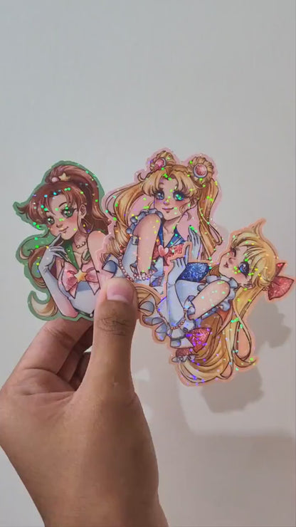 Sailor Girls Glittery Bishoujo - Holographic Stickers