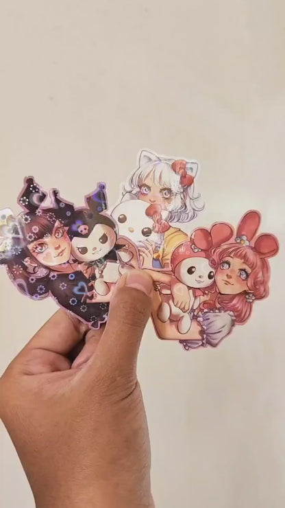 Kawaii anime friends holo stickers